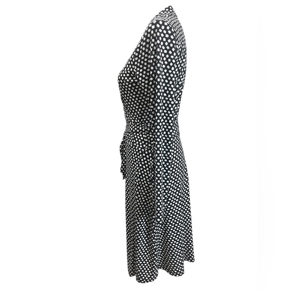 Banana Republic Black White Polka Dot Full Wrap Dress Size M Long Sleeve - Picture 6 of 11